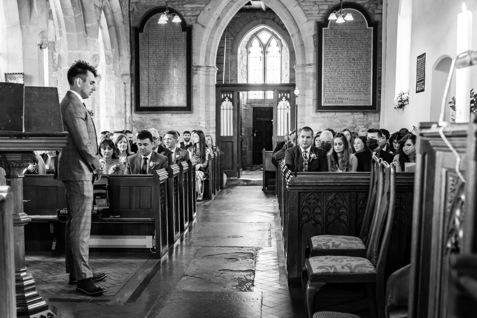 This groom awaits his bride. Cotswold wedding pictures