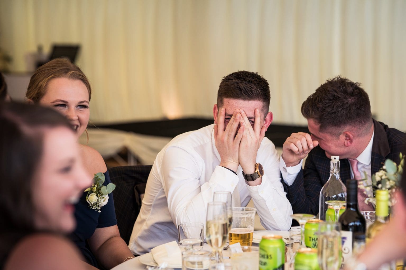Pedge Photography capturing the candid moments of a wedding speech at this Tewkesbury Wedding