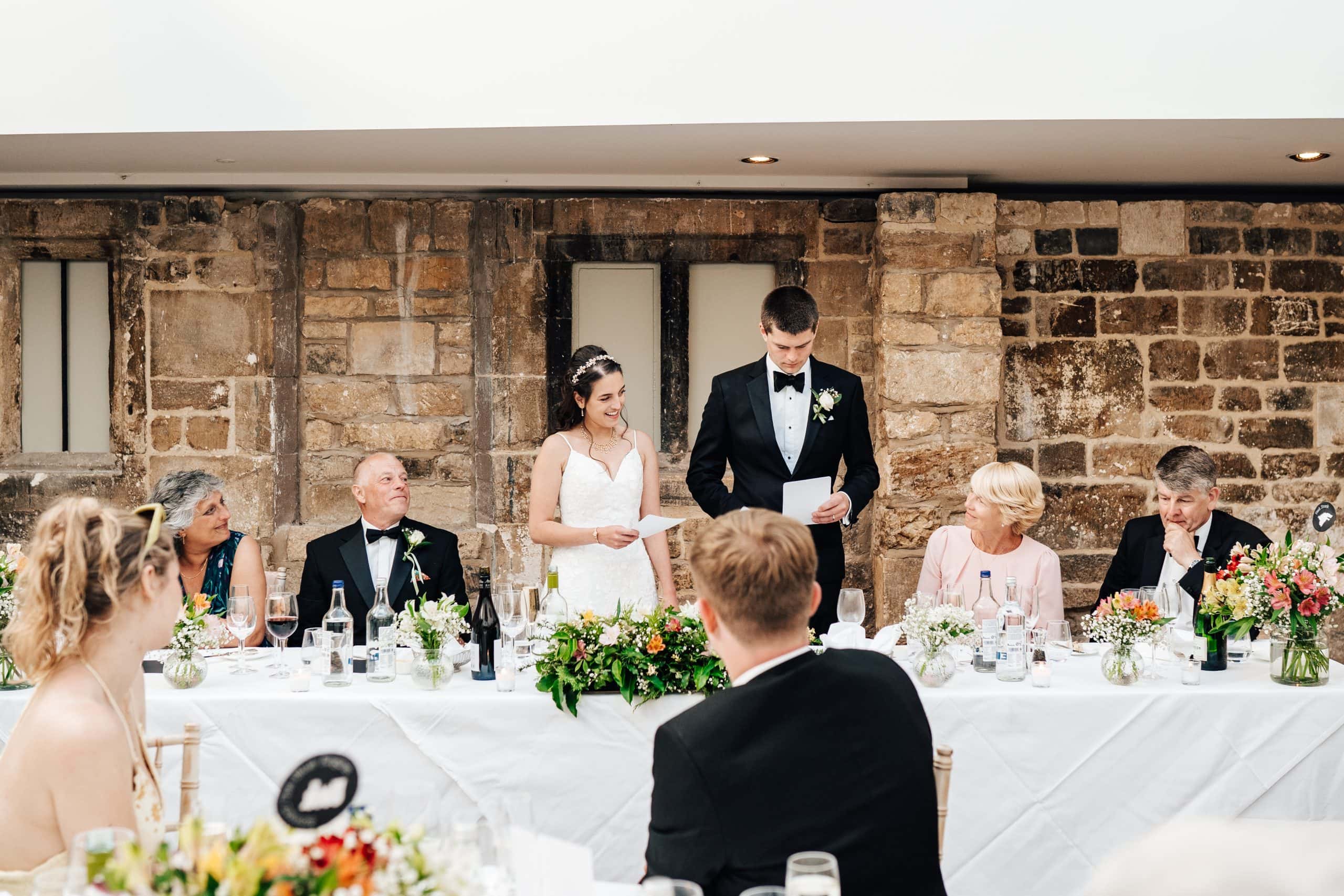 Bride and groom deliver a joint speech on their fabulous wedding at Ellenborough Park Hotel